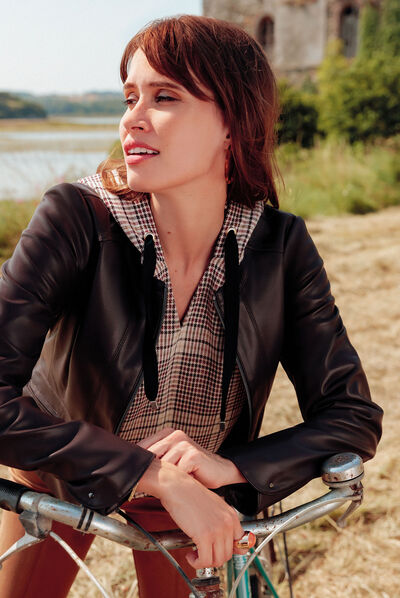 Veste cintrée zippée marron femme