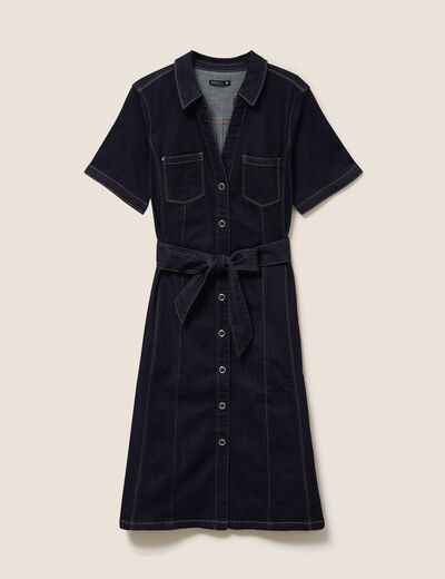 Robe jean &eacute;vas&eacute;e col chemise denim brut femme