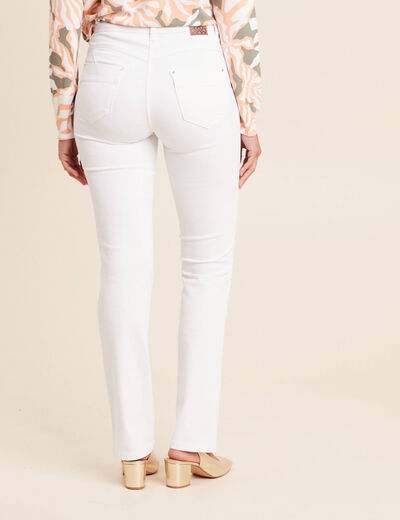 Jean coupe droite taille haute blanc femme
