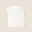 T-shirt manches courtes strass ecru femme