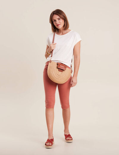 Pantacourt ajusté taille basse vieux rose femme