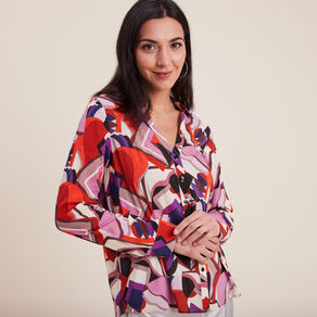 Chemise manches longues mauve femme