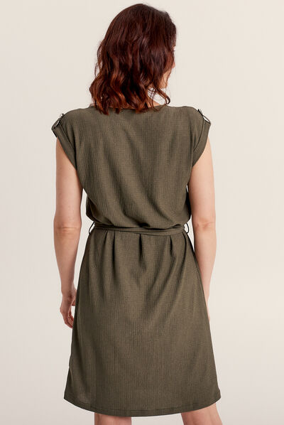 Robe droite ceinturée vert clair femme