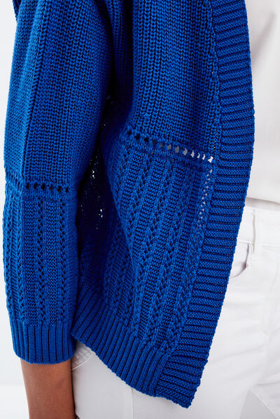 Gilet manches longues bleu electrique femme