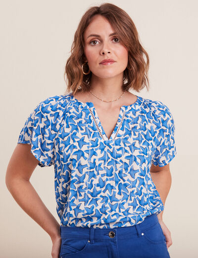 Blouse manches courtes bleu femme