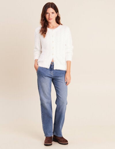 Cardigan col rond ecru femme