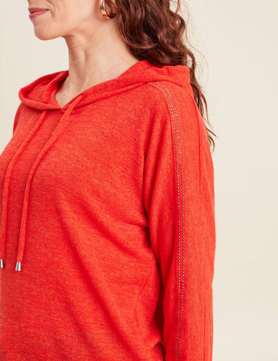Sweat à capuche orange foncé femme