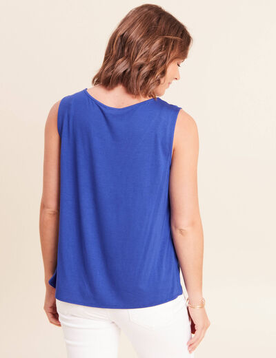 D&eacute;bardeur sans manches bleu fonc&eacute; femme