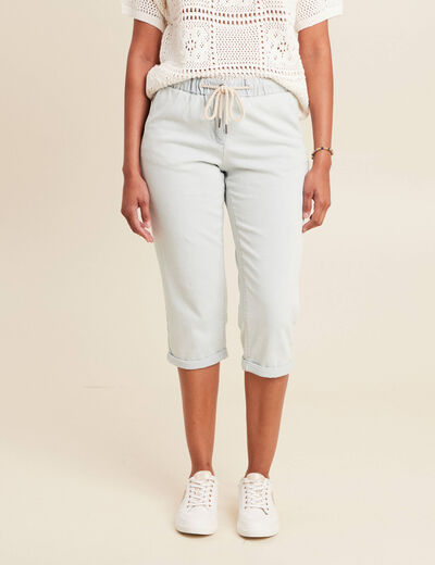 Pantacourt coupe mom denim bleach femme
