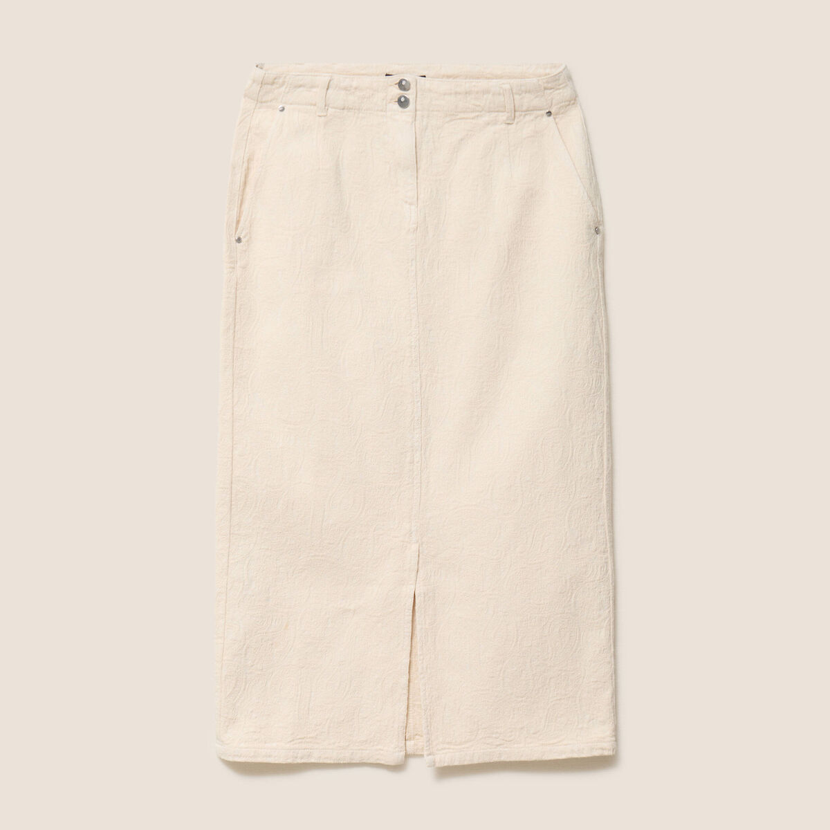 Jupe en coton taille standard ivoire femme
