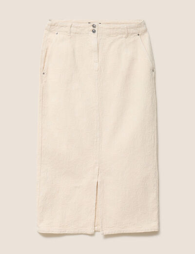 Jupe en coton taille standard ivoire femme