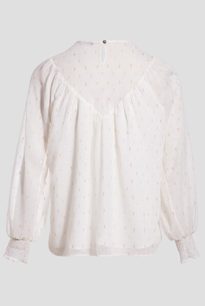 Blouse manches longues ecru femme