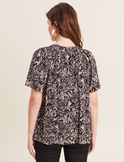 Blouse manches courtes noir femme