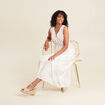 robe évasée col V doublée beige femme