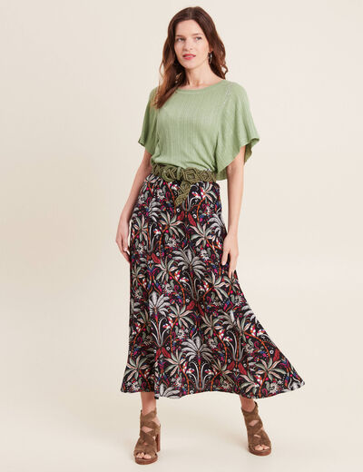 Pull manches courtes papillons vert émeraude femme