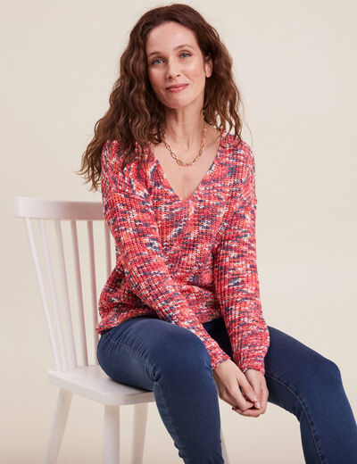 Pull manches longues rose framboise femme
