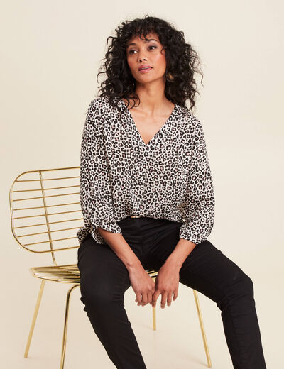 Blouse manches 3/4 rose clair femme