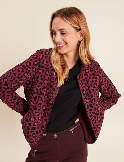 Gilet r&eacute;versible manches longues bordeaux femme