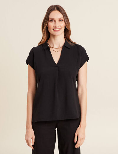 Blouse manches courtes noir femme