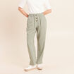Pantalon large taille haute vert clair femme
