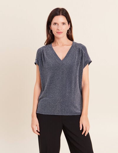 T-shirt manches courtes bleu marine femme