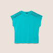 T-shirt col rond manches courtes vert turquoise femme