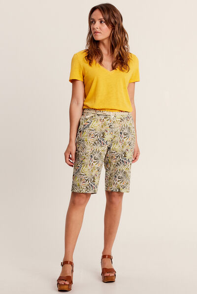 Short droit ceinturé vert femme