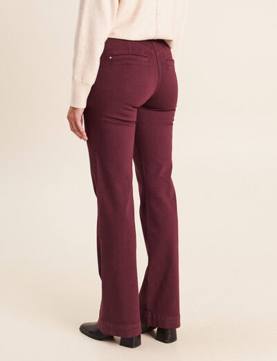 Pantalon coupe bootcut &agrave; pont prune femme