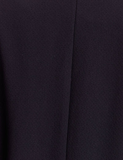 Veste longue droite col tailleur bleu fonc&eacute; femme
