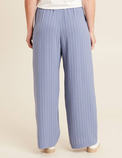 Pantalon large taille haute bleu ciel femme