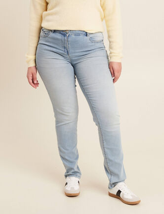 Jean ajusté taille standard long denim baby bleu femme