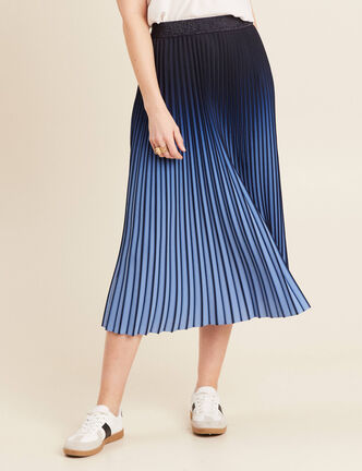 Jupe midi patineuse pliss&eacute;e bleu ciel femme