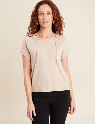 Pull sans manches à capuche couleur or femme