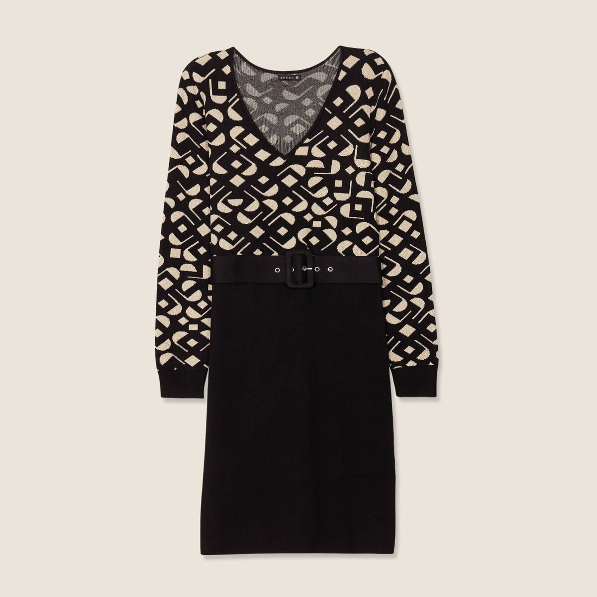Robe tricot ajust&eacute;e 2-en-1 noir femme