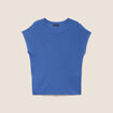 Pull col rond manches courtes bleu roi femme