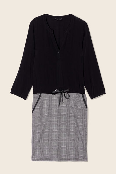 Robe droite effet 2-en-1 gris femme