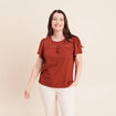 T-shirt manches courtes marron fonc&eacute; femme