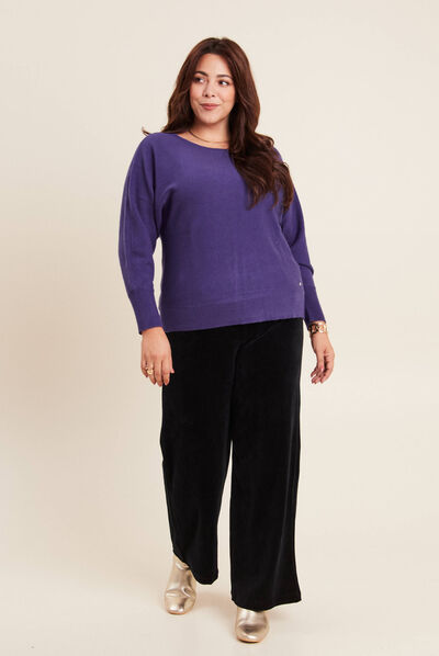 Pantalon large velours noir femme