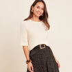 Pull col bateau creme femme