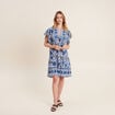Robe évasée col tunisien bleu femme