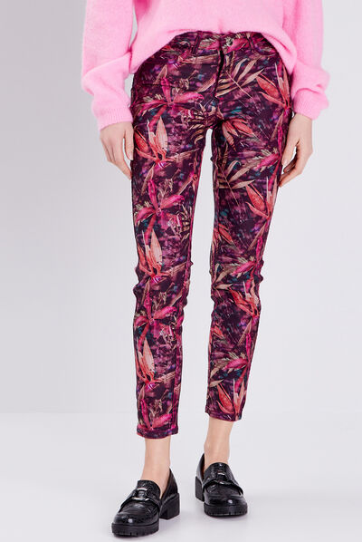 Pantalon ajusté réversible rose femme