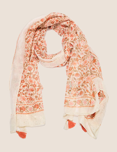 Foulard rouge corail femme