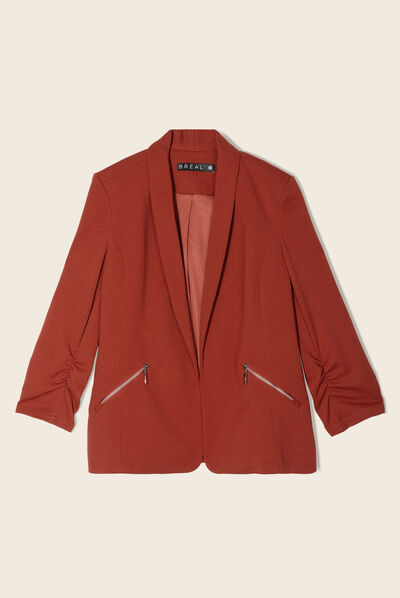 Veste esprit tailleur ajustée bordeaux femme