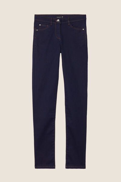 Pantalon léger taille standard long denim brut femme