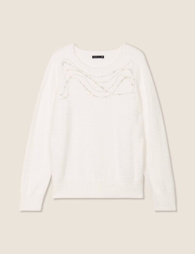 Pull manches longues ecru femme