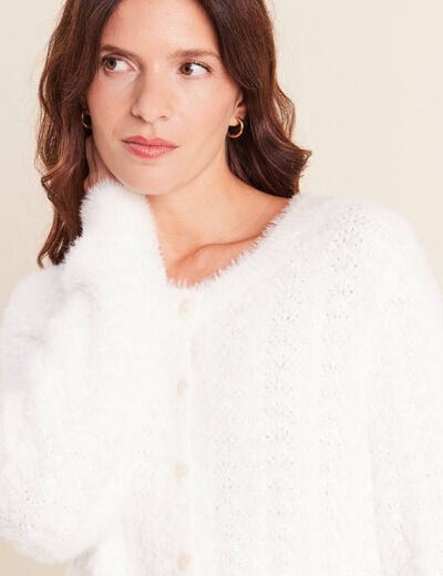 Cardigan col rond ecru femme