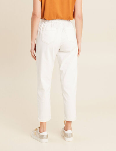 Pantalon coupe mom 7/8&egrave;me blanc femme