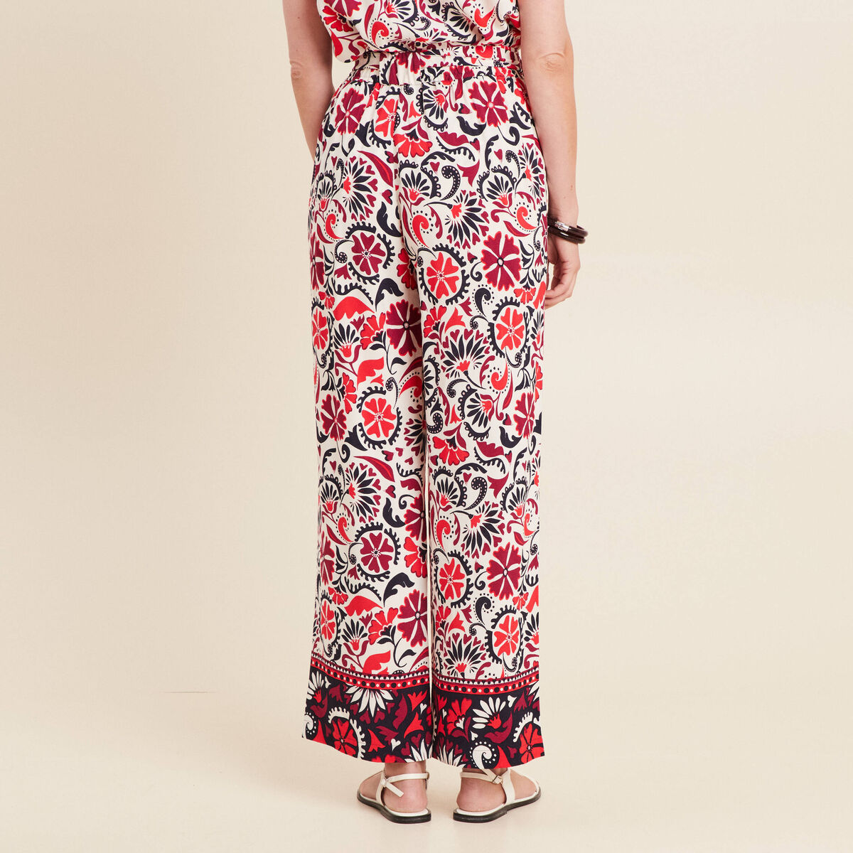 Pantalon flou blanc femme
