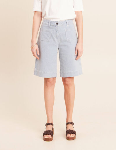 Bermuda casual taille haute bleu femme