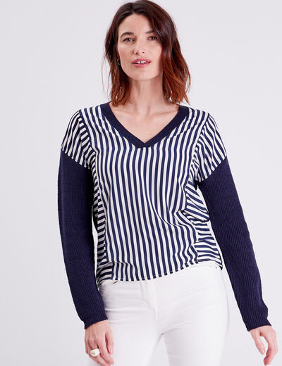 Pull manches longues blanc femme